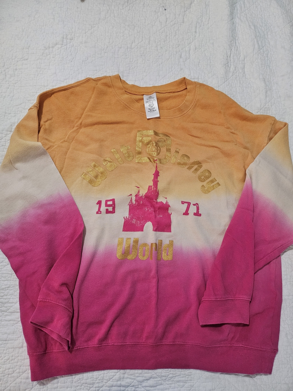 Walt Disney World Womens Gradient Sweatshirt - Pink, Orange, Cream